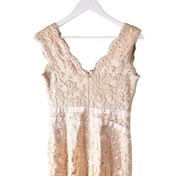 Tadashi Shoji Embroidered Lace Banded Waist Blush Primrose Dress 6 - Picture 10 of 10